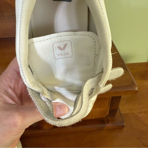 Veja Esplar girl’s 2 White Pink Sneakers hook & loop shoes metallic leather - Picture 12 of 12